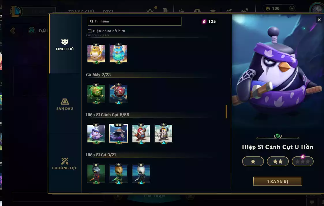 Ảnh TFT 142 Linh Thú (KDa Akali Tím + Set Tím + Nhiều Pet 3 sao + 5 SànĐỏ + 18 Chưởng Lực +5vs5 Skin Đẹp