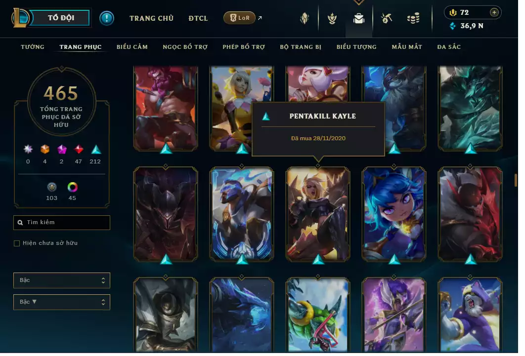 Ảnh Morgana Tím + Yasuo Tím + 465 Skin 5vs5