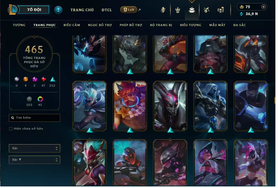 Ảnh Morgana Tím + Yasuo Tím + 465 Skin 5vs5