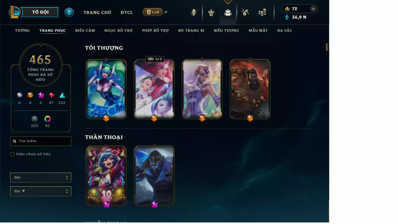 Ảnh Morgana Tím + Yasuo Tím + 465 Skin 5vs5