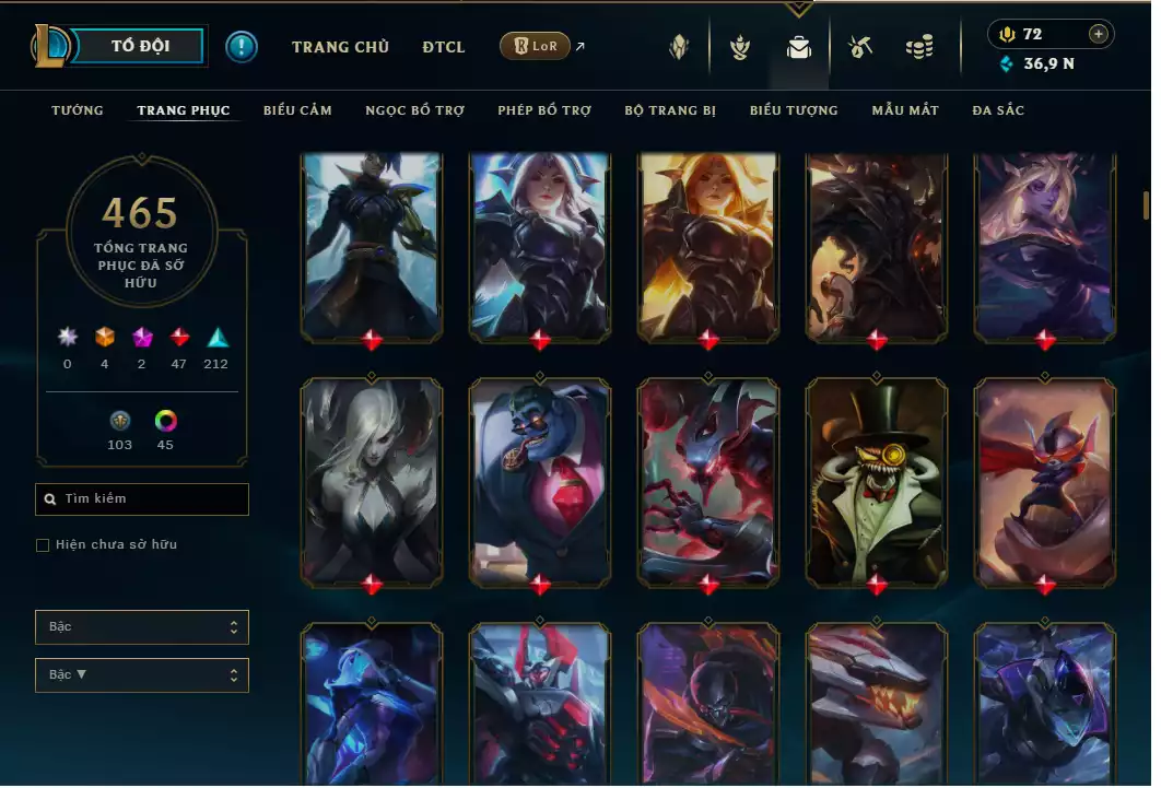 Ảnh Morgana Tím + Yasuo Tím + 465 Skin 5vs5