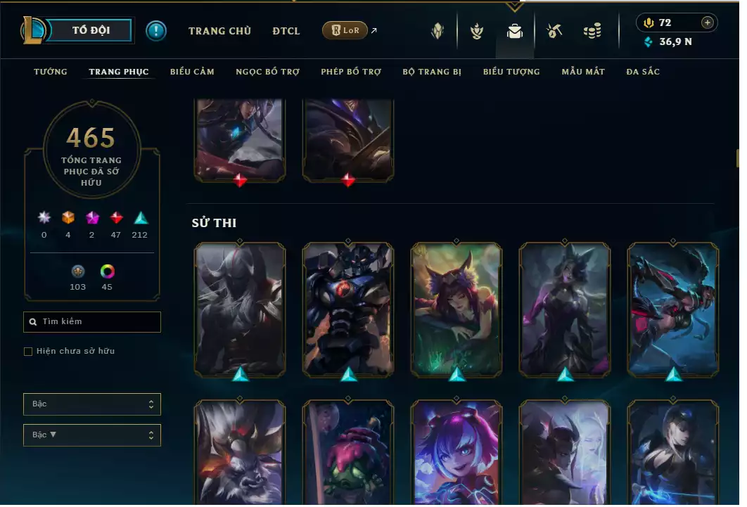 Ảnh Morgana Tím + Yasuo Tím + 465 Skin 5vs5