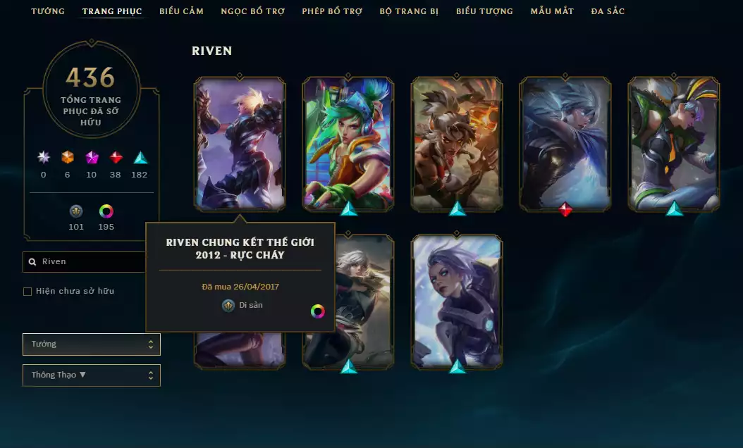 Ảnh ( 8 Hàng Hiệu ) - Riven 700k TT - FULL Bộ Skin Loạn Thế Thần Binh + Khung - 198 Đa Sắc - TFT Gwen + Tristana Tí nị Thường + Nhiều Pet 3 sao