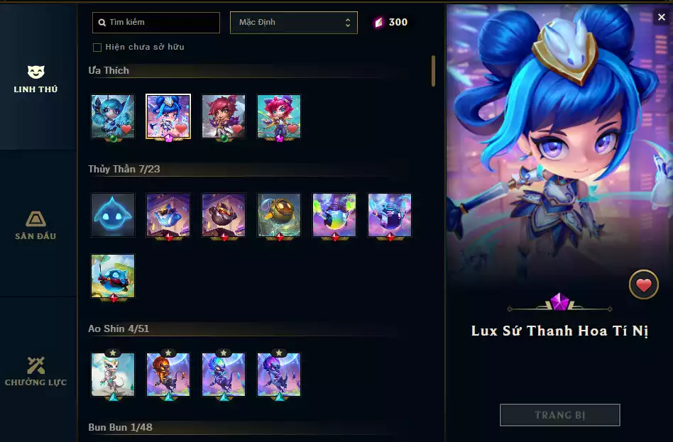 TFT Lux tím - Sett Tím - Gwen + Sett Thường + Sàn Kim Long Tím + Chưởng Lực Đẹp Acc Vip(12 Hàng Hiệu - 165 Đa Sắc - 55 Mẫu Mắt Bao Gồm Skin Khung - Hiếm )