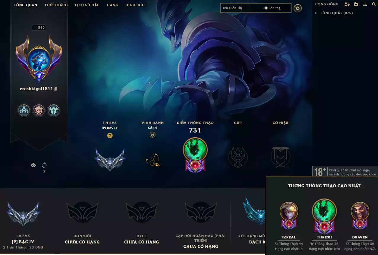 Main Thresh 500k Thông Thạo - 112 Đa Sắc - 39 Mẫu Mắt - Nhiều Skin Đẹp