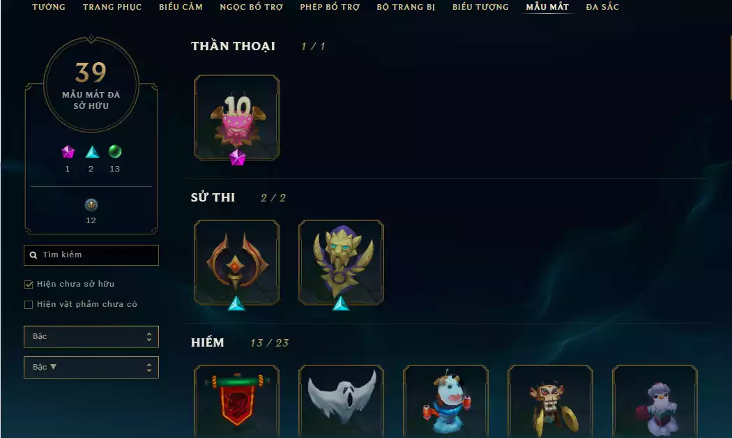 Ảnh Main Thresh 500k Thông Thạo - 112 Đa Sắc - 39 Mẫu Mắt - Nhiều Skin Đẹp