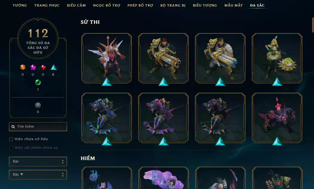 Ảnh Main Thresh 500k Thông Thạo - 112 Đa Sắc - 39 Mẫu Mắt - Nhiều Skin Đẹp