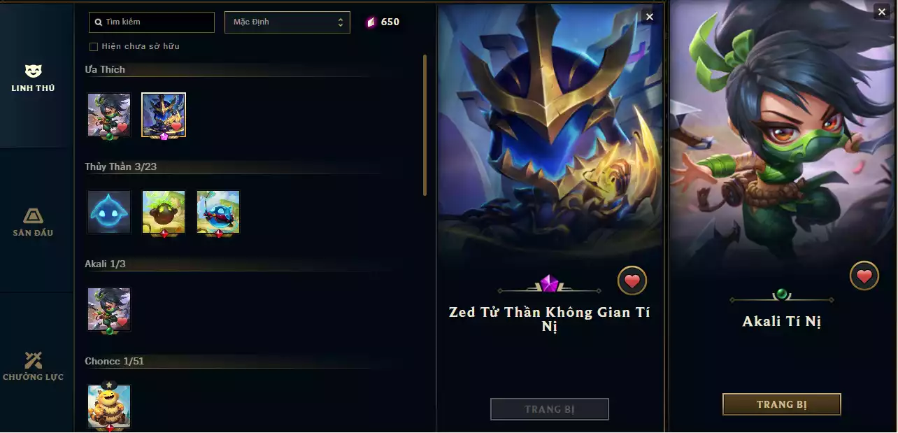 Zed Tử Thần Không Gian Tím + Akali Thường