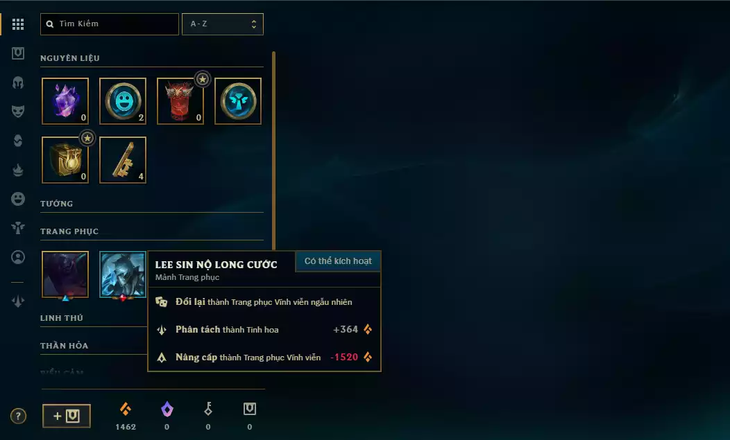Ảnh Rank Elo Ngon - Skin Đẹp - Mảnh Skin Leesin Nộ Long Cước