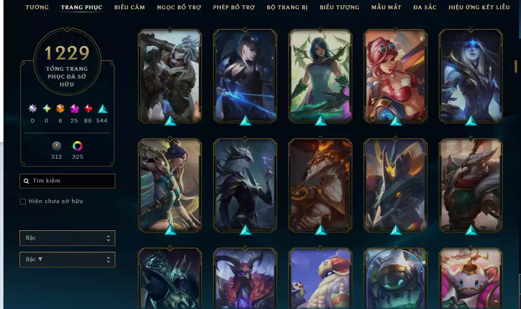 Ảnh Acc Vip Main Thresh 800k Thông Thạo - 19 Hàng Hiệu - Nhiều Skin Đẹp + Khung - 5 Biểu Cảm Cao Thủ - 335 Đa Sắc - TFT Nhiều