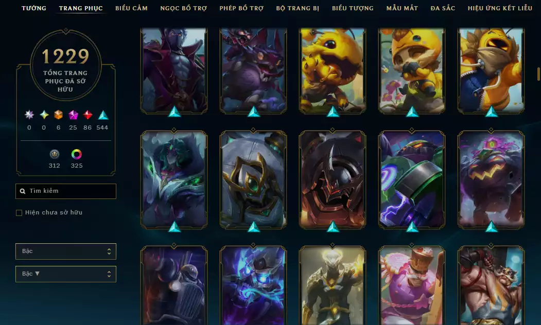 Ảnh Acc Vip Main Thresh 800k Thông Thạo - 19 Hàng Hiệu - Nhiều Skin Đẹp + Khung - 5 Biểu Cảm Cao Thủ - 335 Đa Sắc - TFT Nhiều