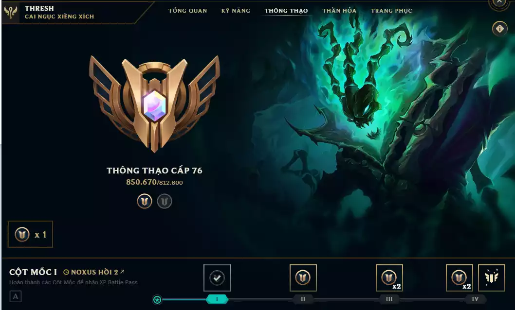 Ảnh Acc Vip Main Thresh 800k Thông Thạo - 19 Hàng Hiệu - Nhiều Skin Đẹp + Khung - 5 Biểu Cảm Cao Thủ - 335 Đa Sắc - TFT Nhiều