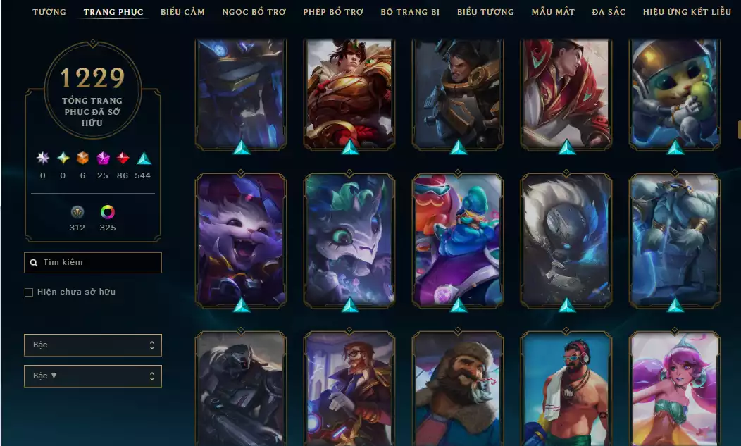 Ảnh Acc Vip Main Thresh 800k Thông Thạo - 19 Hàng Hiệu - Nhiều Skin Đẹp + Khung - 5 Biểu Cảm Cao Thủ - 335 Đa Sắc - TFT Nhiều