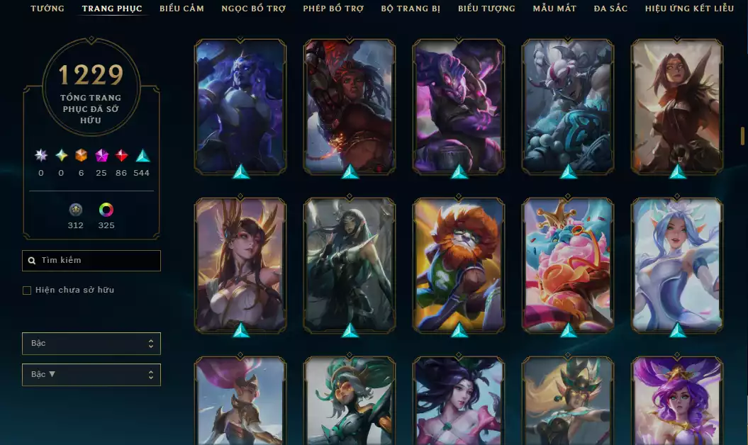 Ảnh Acc Vip Main Thresh 800k Thông Thạo - 19 Hàng Hiệu - Nhiều Skin Đẹp + Khung - 5 Biểu Cảm Cao Thủ - 335 Đa Sắc - TFT Nhiều