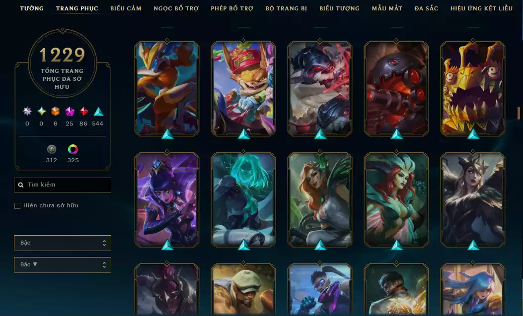 Ảnh Acc Vip Main Thresh 800k Thông Thạo - 19 Hàng Hiệu - Nhiều Skin Đẹp + Khung - 5 Biểu Cảm Cao Thủ - 335 Đa Sắc - TFT Nhiều