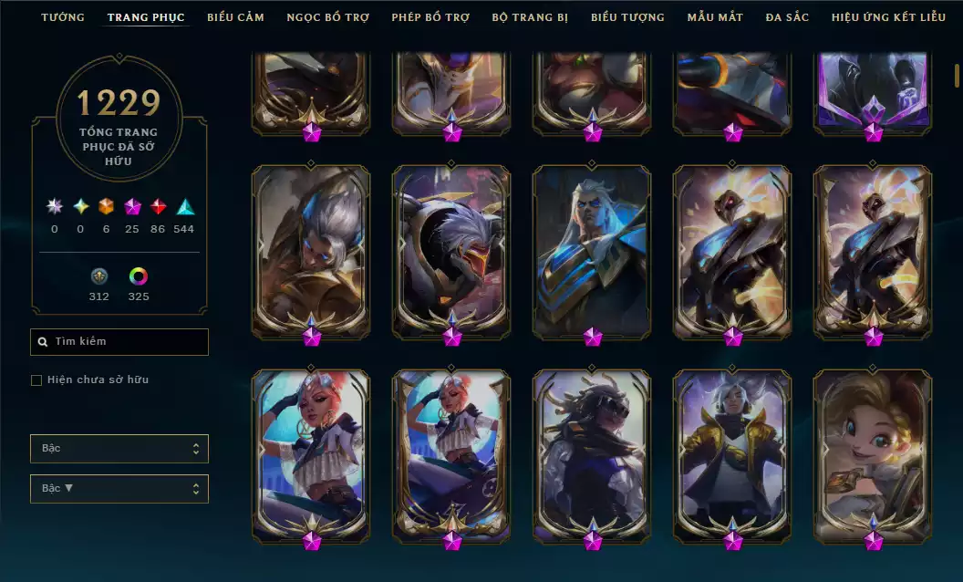 Ảnh Acc Vip Main Thresh 800k Thông Thạo - 19 Hàng Hiệu - Nhiều Skin Đẹp + Khung - 5 Biểu Cảm Cao Thủ - 335 Đa Sắc - TFT Nhiều