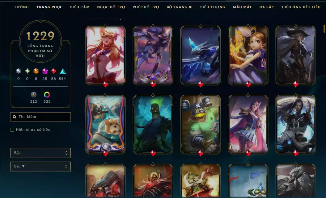 Ảnh Acc Vip Main Thresh 800k Thông Thạo - 19 Hàng Hiệu - Nhiều Skin Đẹp + Khung - 5 Biểu Cảm Cao Thủ - 335 Đa Sắc - TFT Nhiều