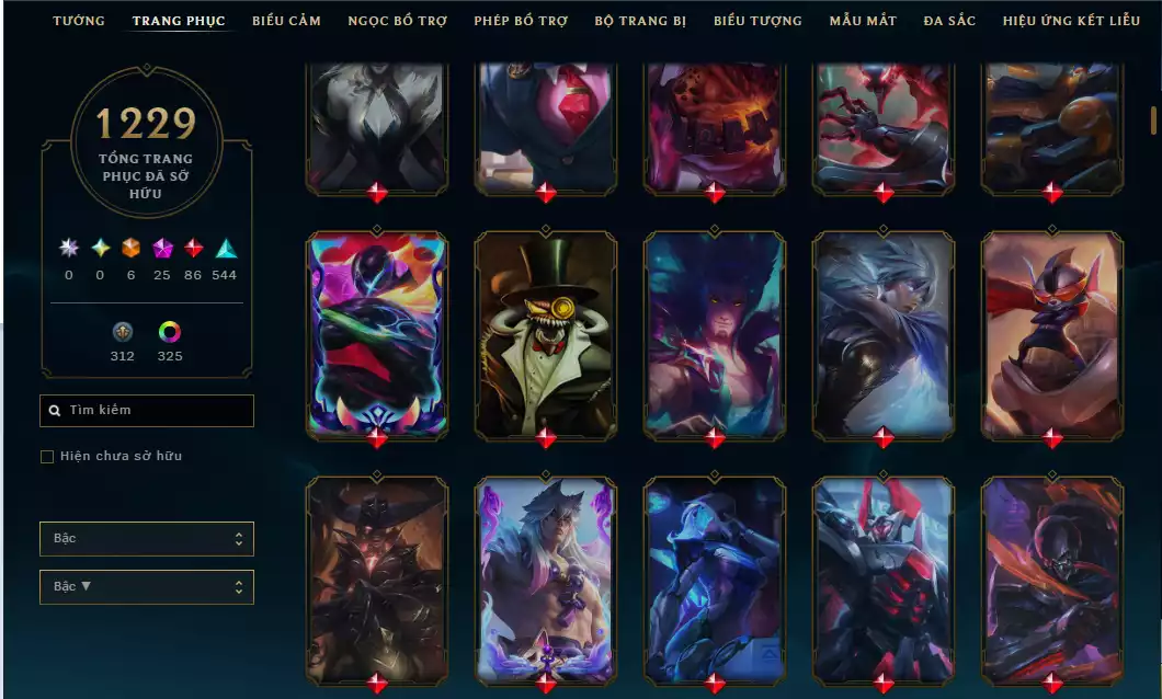 Ảnh Acc Vip Main Thresh 800k Thông Thạo - 19 Hàng Hiệu - Nhiều Skin Đẹp + Khung - 5 Biểu Cảm Cao Thủ - 335 Đa Sắc - TFT Nhiều
