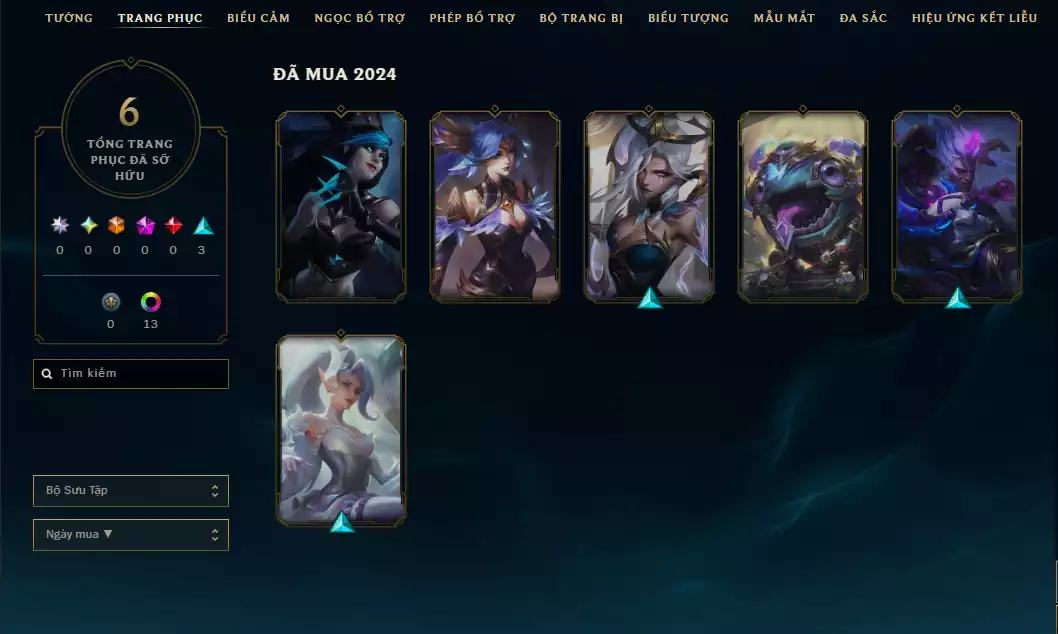 Ảnh Tài Khoản Chưa Rank Elo Cao Kim Cương - Skin Đẹp
