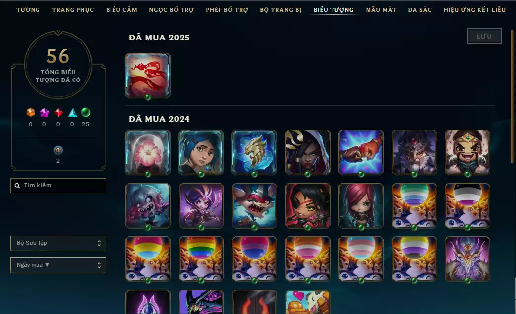 Ảnh Tài Khoản Chưa Rank Elo Cao Kim Cương - Skin Đẹp