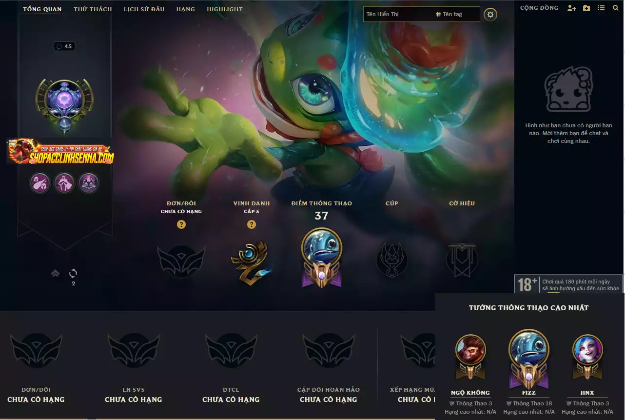 Main Fizz + Skin Đẹp - Rank Elo Cao Kim Cương