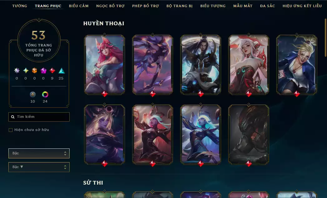 Ảnh Main Nữ Nhiều Skin Đẹp + Đa Sắc - Nhiều Skin Hiếm - Riot k9 nasus - TFT Pengu Coslay Ys Tím