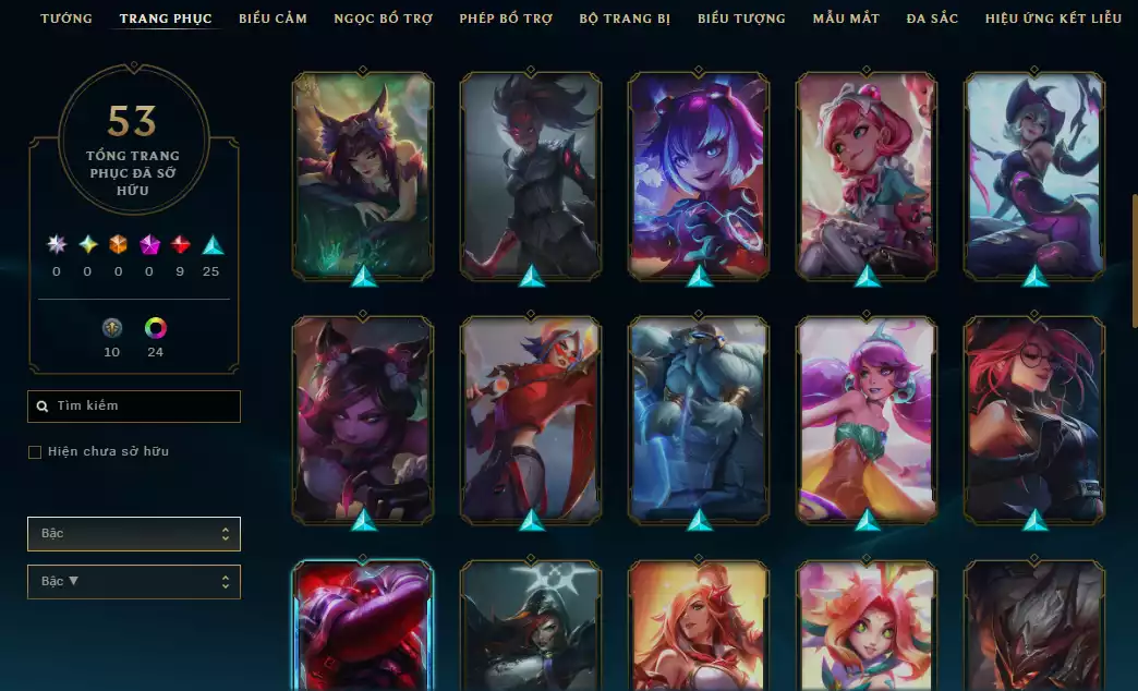 Ảnh Main Nữ Nhiều Skin Đẹp + Đa Sắc - Nhiều Skin Hiếm - Riot k9 nasus - TFT Pengu Coslay Ys Tím
