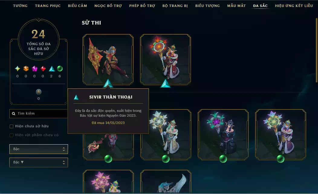 Ảnh Main Nữ Nhiều Skin Đẹp + Đa Sắc - Nhiều Skin Hiếm - Riot k9 nasus - TFT Pengu Coslay Ys Tím