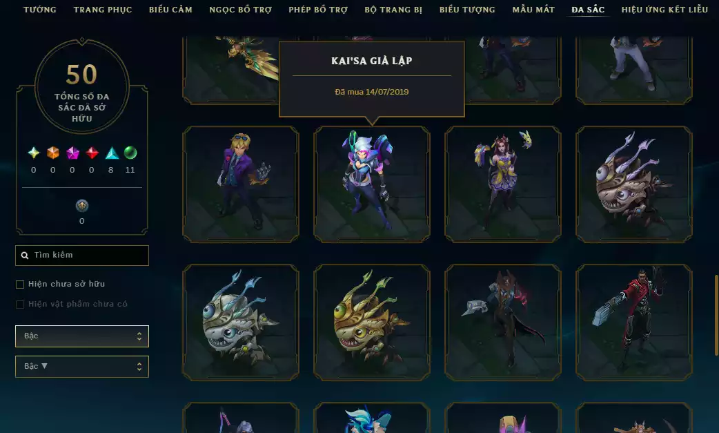 Ảnh ( Khách Đã Góp )( 4 Hàng Hiệu - 540 Mảnh Kỉ Vật Kho Báu )Main ADC ☄️ 515k Thông Thạo Kaisa - ( Skin Cổ Riven QQ 2012 - Riot Nasus k9..)
