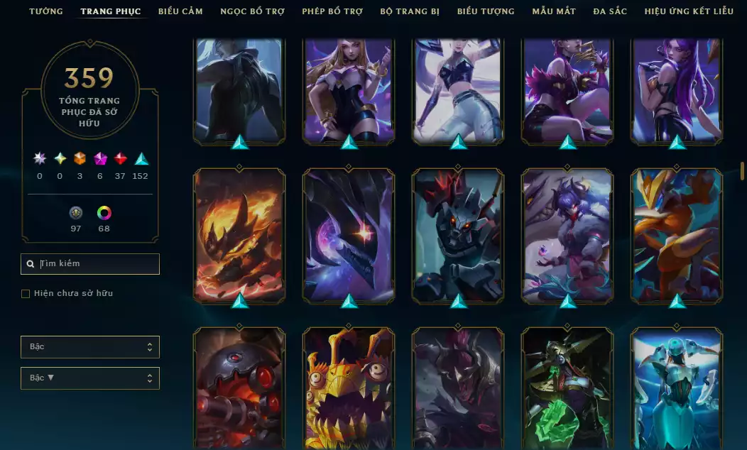 Ảnh Arcane Catlyn HH - Katarina HH - Sett HH - Khung Noxus - Nhiều Trang Phục Đẹp Mắt LeeSin 780K Thông Thạo