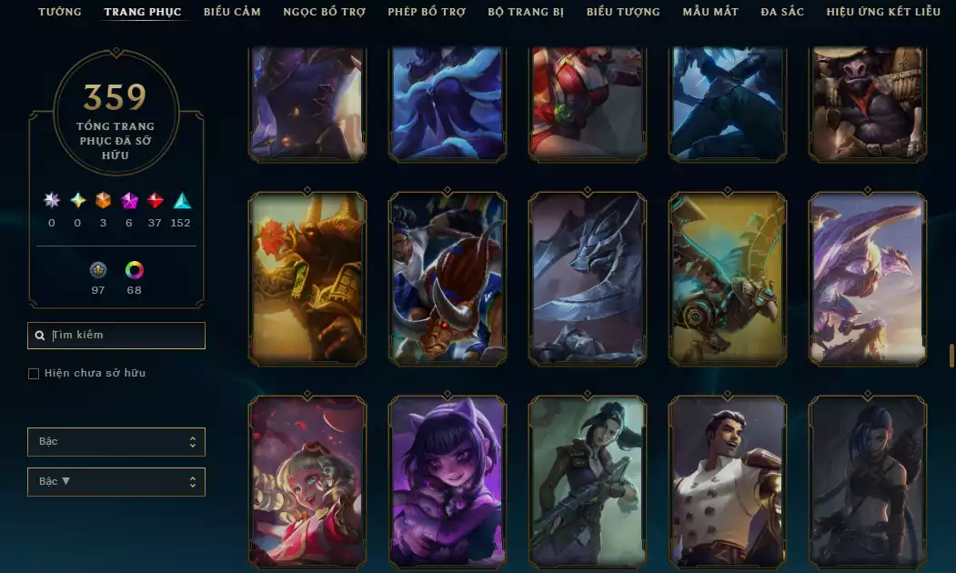 Ảnh Arcane Catlyn HH - Katarina HH - Sett HH - Khung Noxus - Nhiều Trang Phục Đẹp Mắt LeeSin 780K Thông Thạo