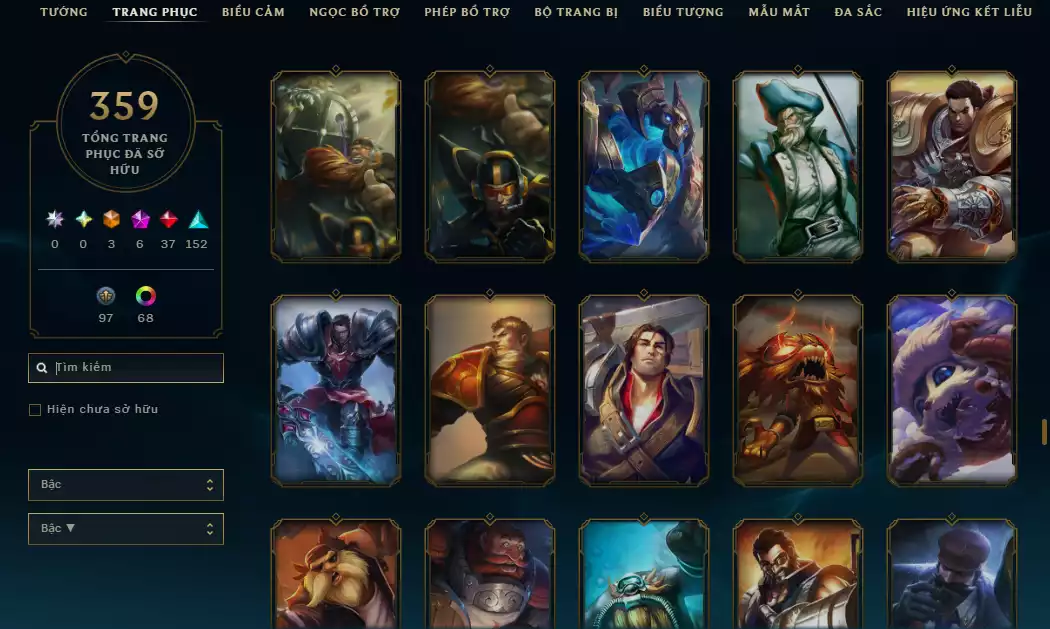 Ảnh Arcane Catlyn HH - Katarina HH - Sett HH - Khung Noxus - Nhiều Trang Phục Đẹp Mắt LeeSin 780K Thông Thạo