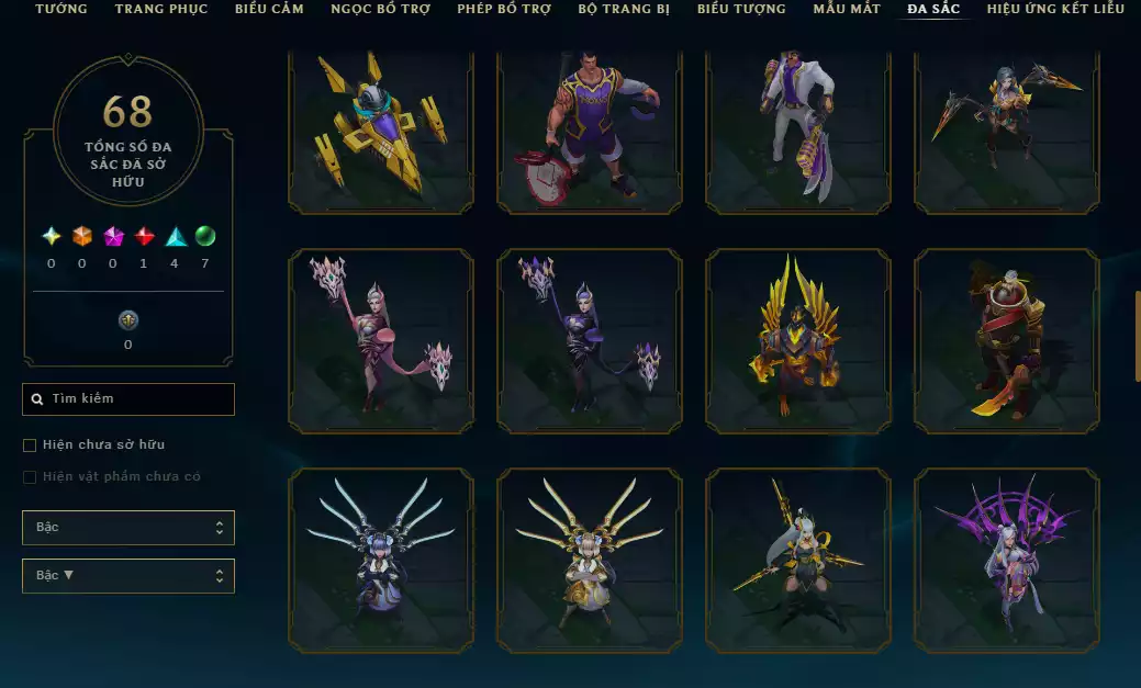 Ảnh Arcane Catlyn HH - Katarina HH - Sett HH - Khung Noxus - Nhiều Trang Phục Đẹp Mắt LeeSin 780K Thông Thạo