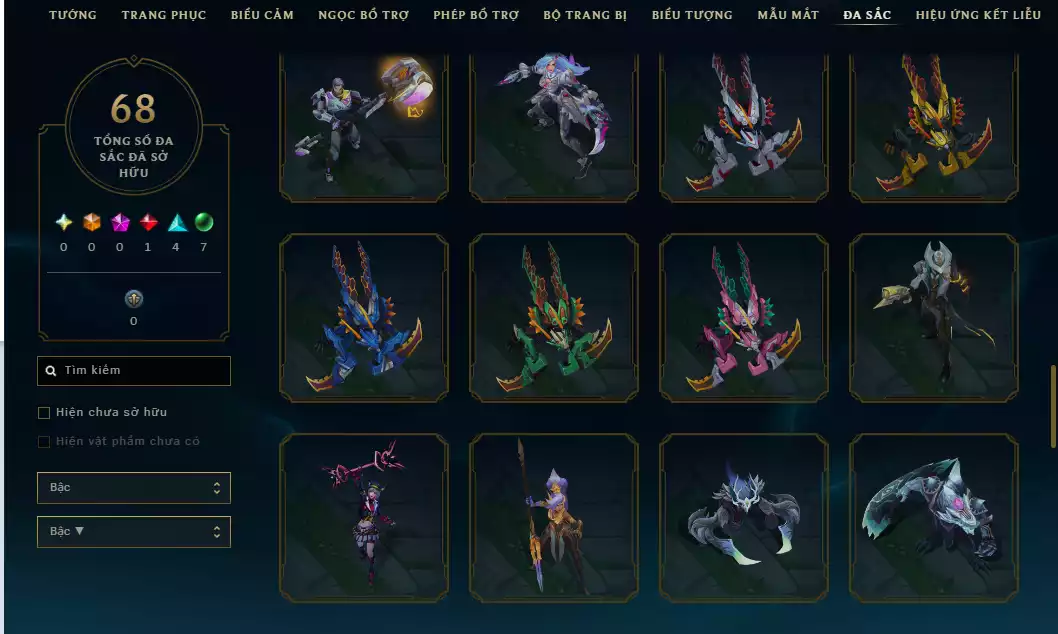 Ảnh Arcane Catlyn HH - Katarina HH - Sett HH - Khung Noxus - Nhiều Trang Phục Đẹp Mắt LeeSin 780K Thông Thạo