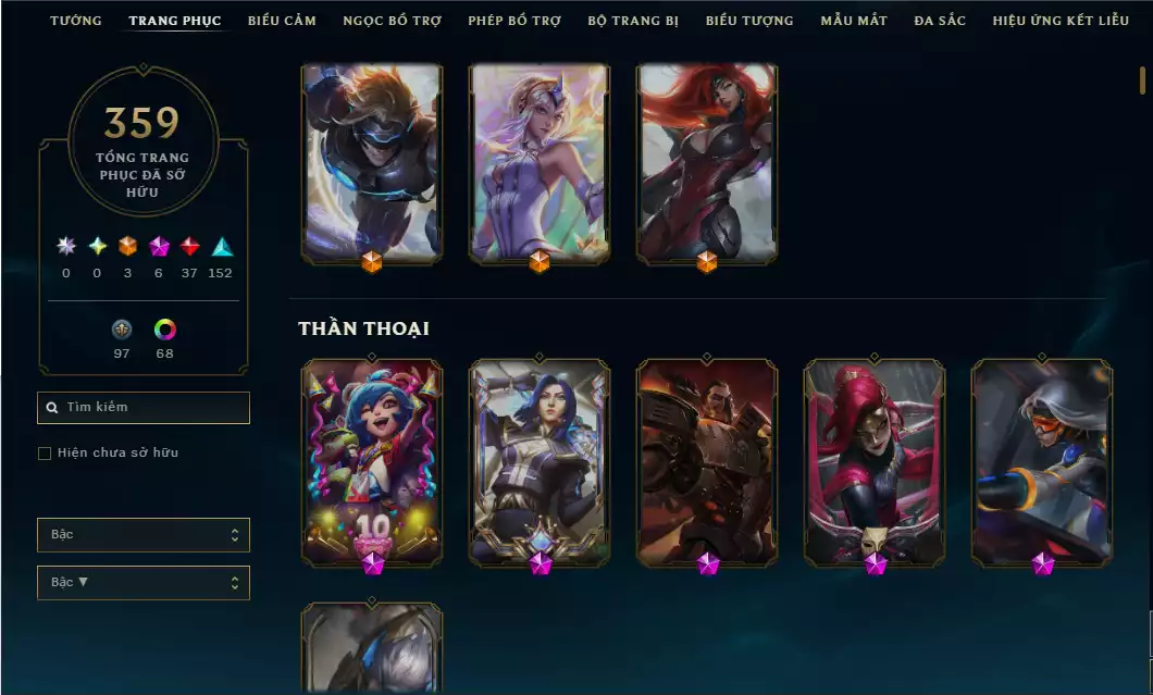 Ảnh Arcane Catlyn HH - Katarina HH - Sett HH - Khung Noxus - Nhiều Trang Phục Đẹp Mắt LeeSin 780K Thông Thạo