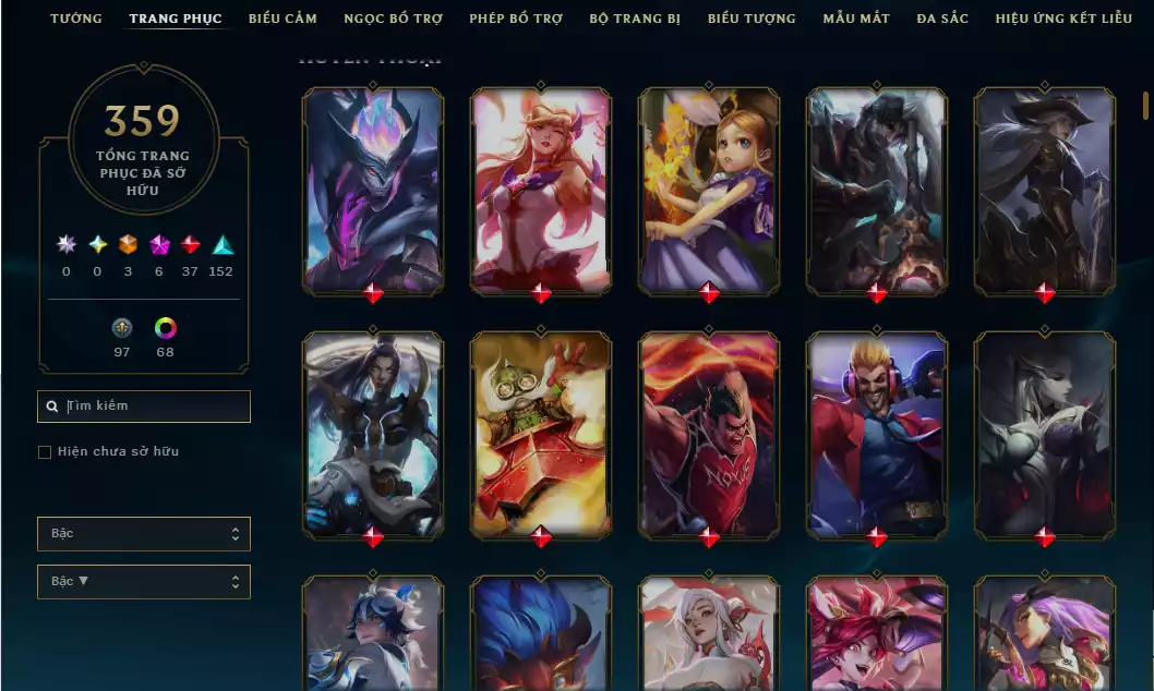Ảnh Arcane Catlyn HH - Katarina HH - Sett HH - Khung Noxus - Nhiều Trang Phục Đẹp Mắt LeeSin 780K Thông Thạo