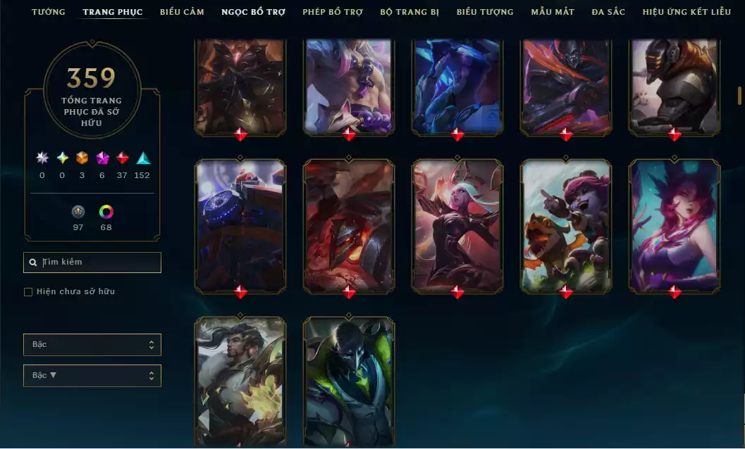 Ảnh Arcane Catlyn HH - Katarina HH - Sett HH - Khung Noxus - Nhiều Trang Phục Đẹp Mắt LeeSin 780K Thông Thạo