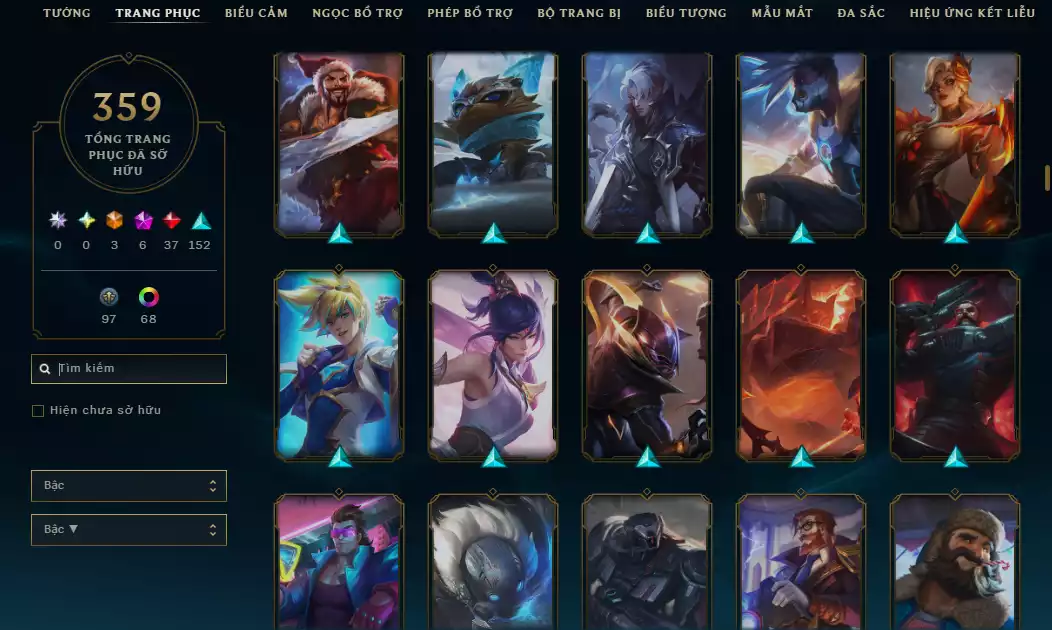 Ảnh Arcane Catlyn HH - Katarina HH - Sett HH - Khung Noxus - Nhiều Trang Phục Đẹp Mắt LeeSin 780K Thông Thạo