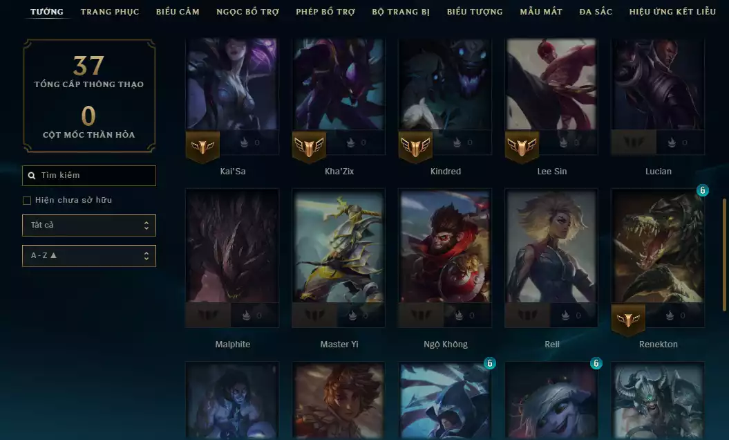 Ảnh Acc Smurf Rank Bạch Kim Elo Cao - Main Rừng - Còn Dư Nhiều Mảnh Tướng