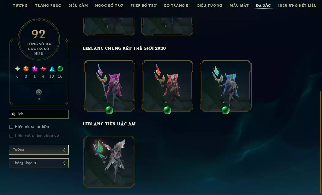 Ảnh Main Mid Leblanc + 9 trang phục - Nhiều Trang phục Đẹp mắt - Rank Elo Cao