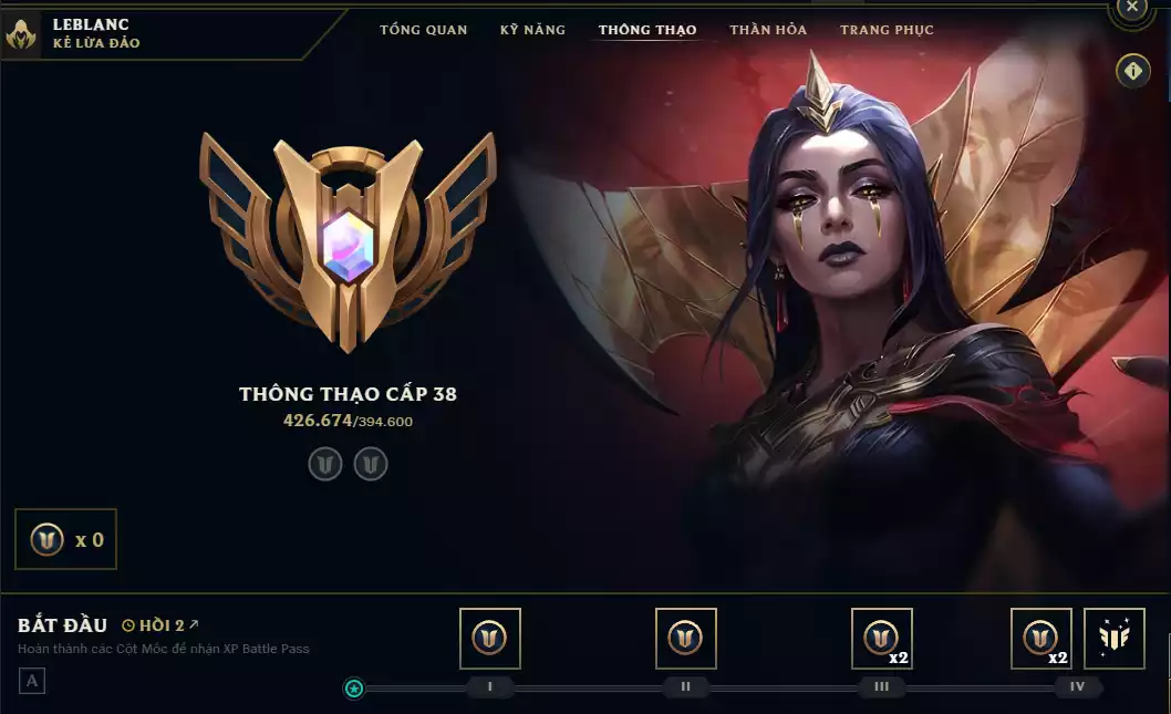 Ảnh Main Mid Leblanc + 9 trang phục - Nhiều Trang phục Đẹp mắt - Rank Elo Cao