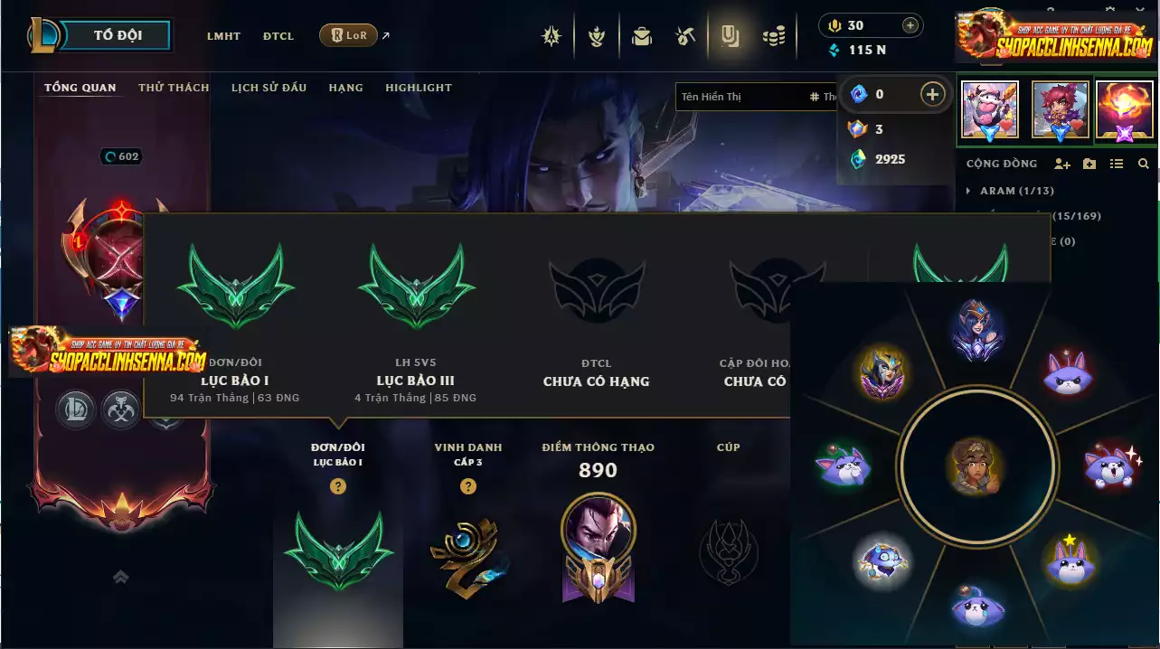 (6 Hàng Hiệu) Main Yasuo - 9 Skin - 1 triệu659 Thông Thạo Yasuo - Khung Trang Phục - TFT Nhiều Pet