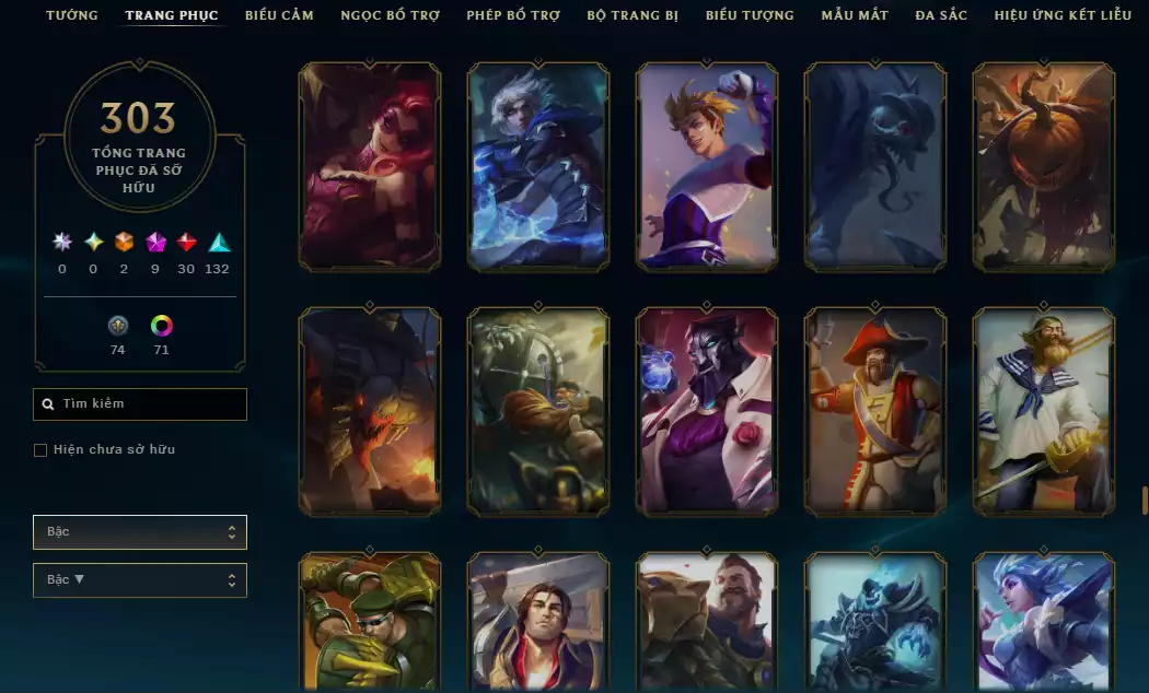 Ảnh (6 Hàng Hiệu) Main Yasuo - 9 Skin - 1 triệu659 Thông Thạo Yasuo - Khung Trang Phục - TFT Nhiều Pet