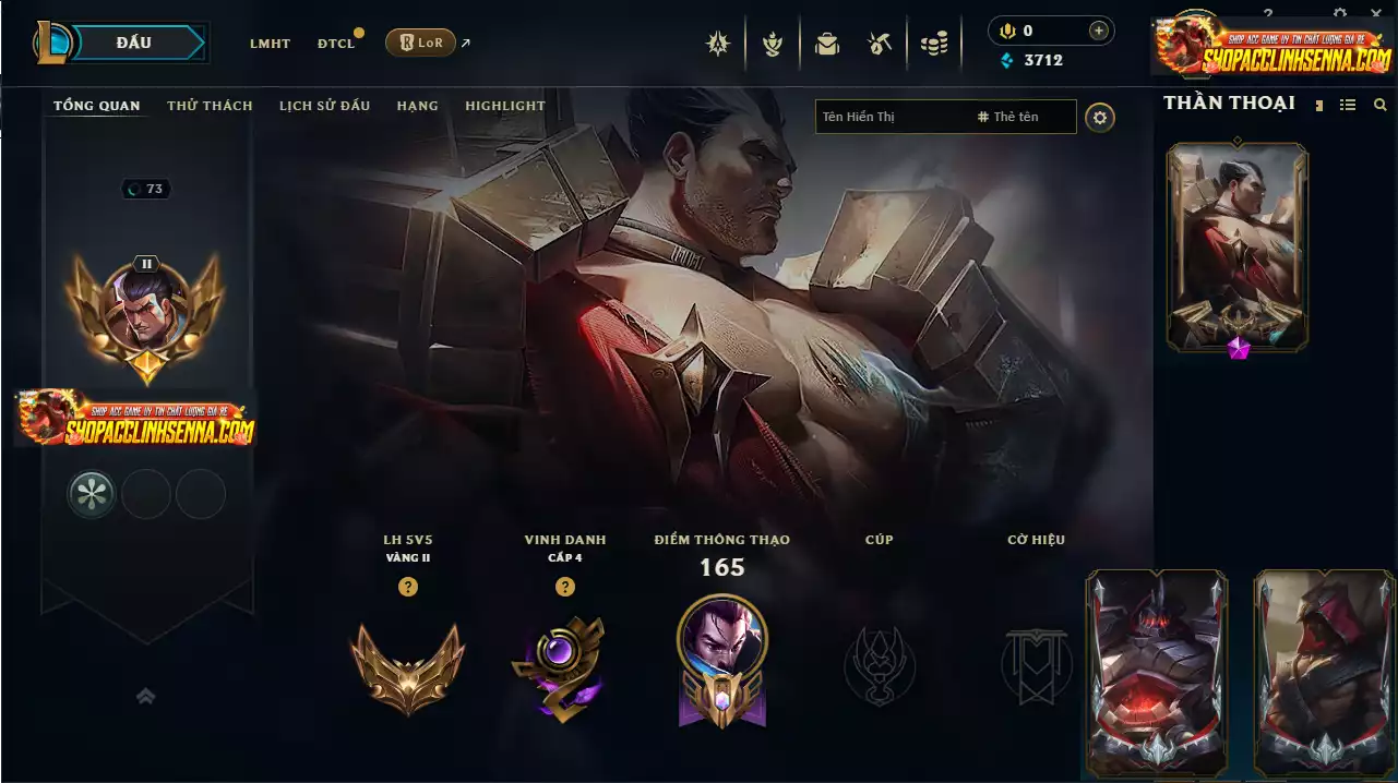 ✨Acc Rank Elo Ổn - Skin Hot Đại Tướng Darius Vinh Quang Hàng Hiệu - Talon , SION Đấu TRường Sinh Tử -