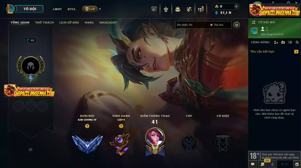 ️Đã Góp 🤹Acc Smurf Rank Kim Cương Elo Cao - Mẫu mắt hiếm arcane  ( Còn Đổi Tên )