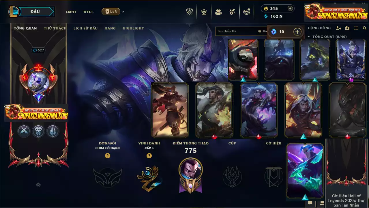 ⚡Main Yasuo - 3 Hàng Hiệu ( 5 Tối Thượng - Nhiều Skin Công Nghệ Hot - Vayne Trỗi Dậy - Ashe Tinh Thể Pha Lê ...)-  TFT 2 Chưởng Lực Tím
