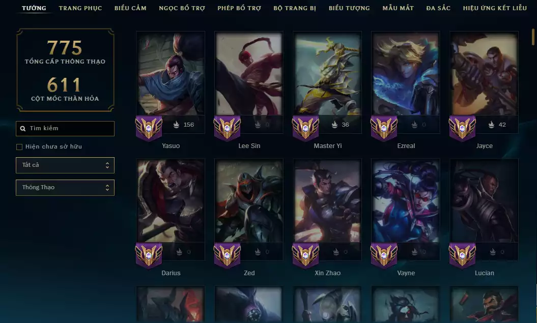 Ảnh ⚡Main Yasuo - 3 Hàng Hiệu ( 5 Tối Thượng - Nhiều Skin Công Nghệ Hot - Vayne Trỗi Dậy - Ashe Tinh Thể Pha Lê ...)-  TFT 2 Chưởng Lực Tím