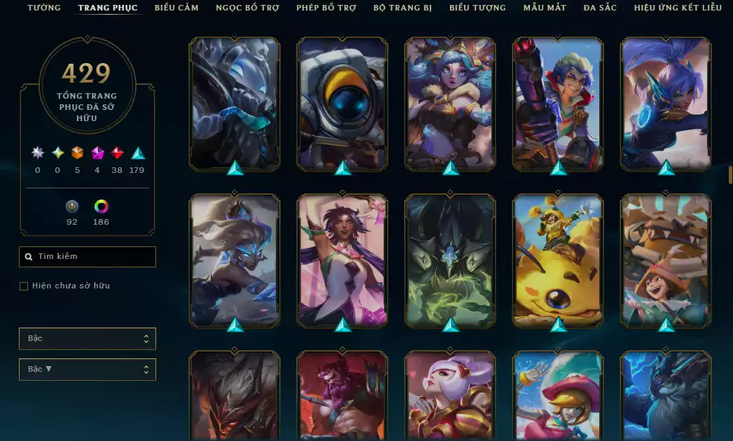 Ảnh 🌧️5 Trang Phục Tối Thượng + 3 Công Nghệ - 4 Biểu Cảm Thách Đấu/ Biểu Tượng - Nhiều Skin Đẹp+ 186 Đa Sắc