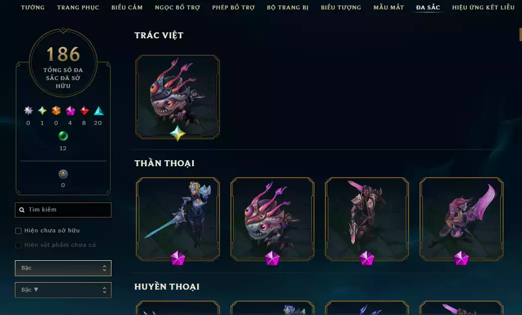 Ảnh 🌧️5 Trang Phục Tối Thượng + 3 Công Nghệ - 4 Biểu Cảm Thách Đấu/ Biểu Tượng - Nhiều Skin Đẹp+ 186 Đa Sắc