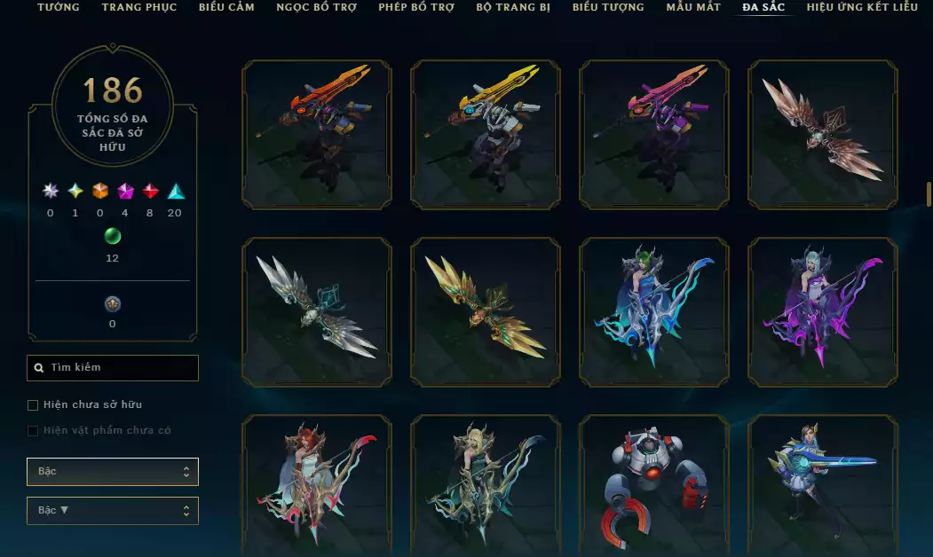 Ảnh 🌧️5 Trang Phục Tối Thượng + 3 Công Nghệ - 4 Biểu Cảm Thách Đấu/ Biểu Tượng - Nhiều Skin Đẹp+ 186 Đa Sắc